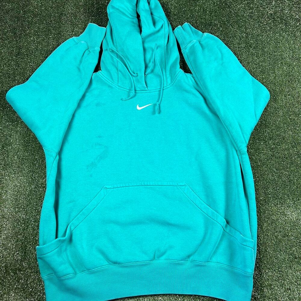 Nike Men's Blue and Green Hoodie